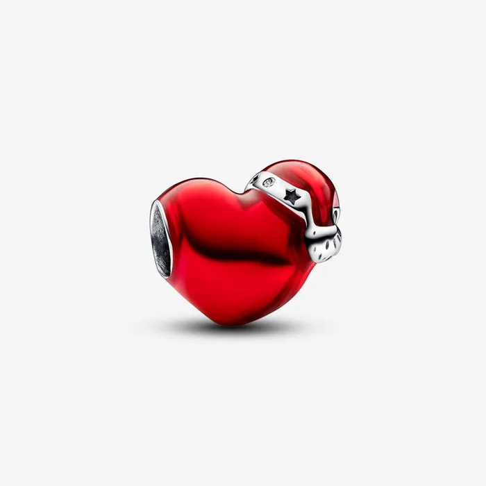 1 Bracelet2 Charms 99 Women Pandora Metallic Red Christmas Heart Charm