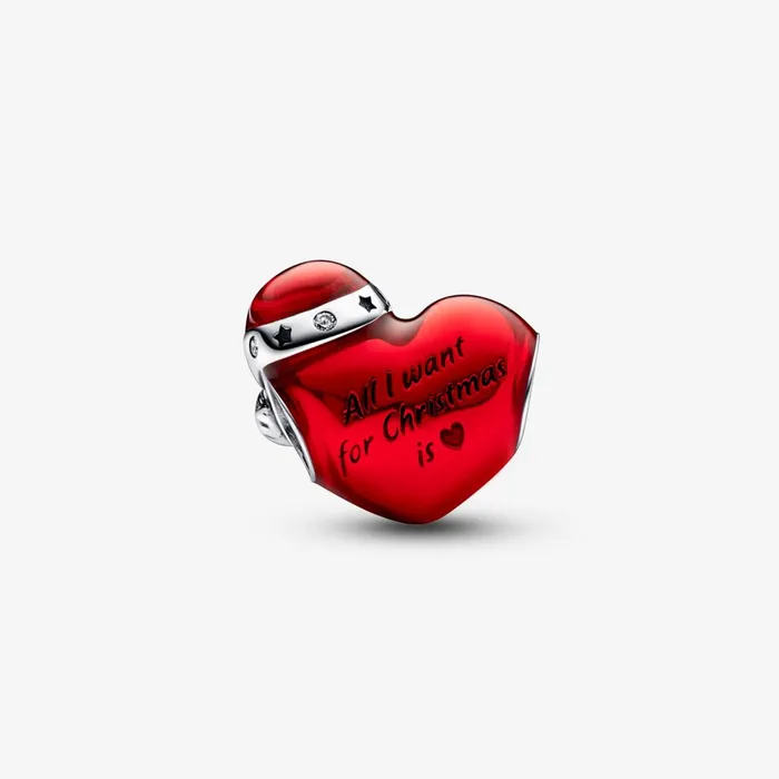1 Bracelet2 Charms 99 Women Pandora Metallic Red Christmas Heart Charm
