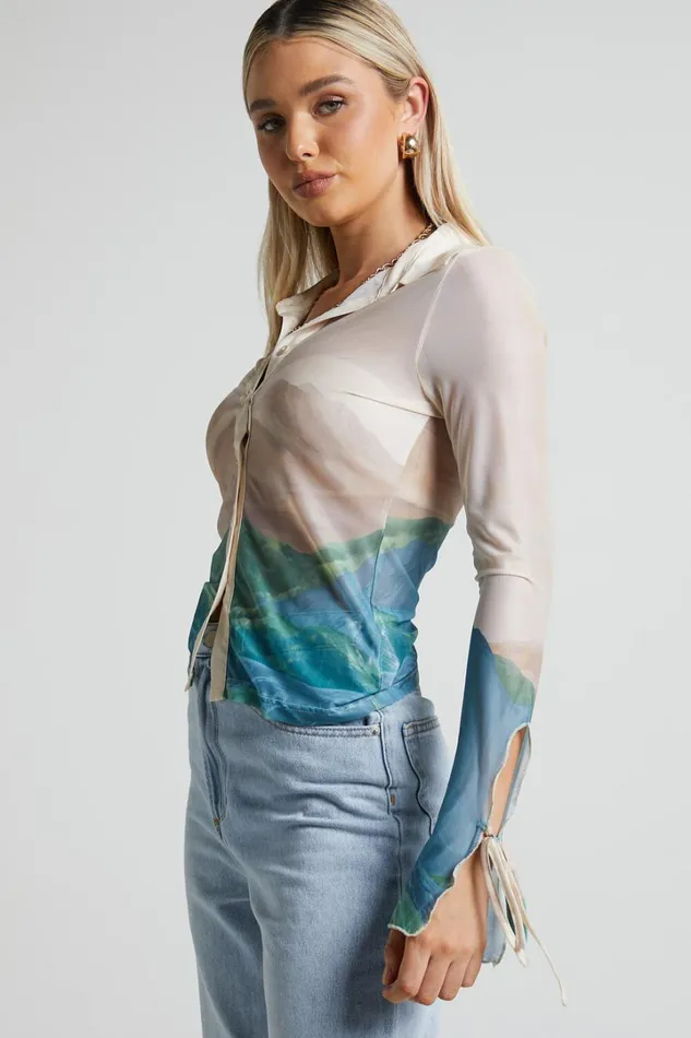 4th and Reckless 8211 Elyanna Top In Sheer Print Women Showpo Tops