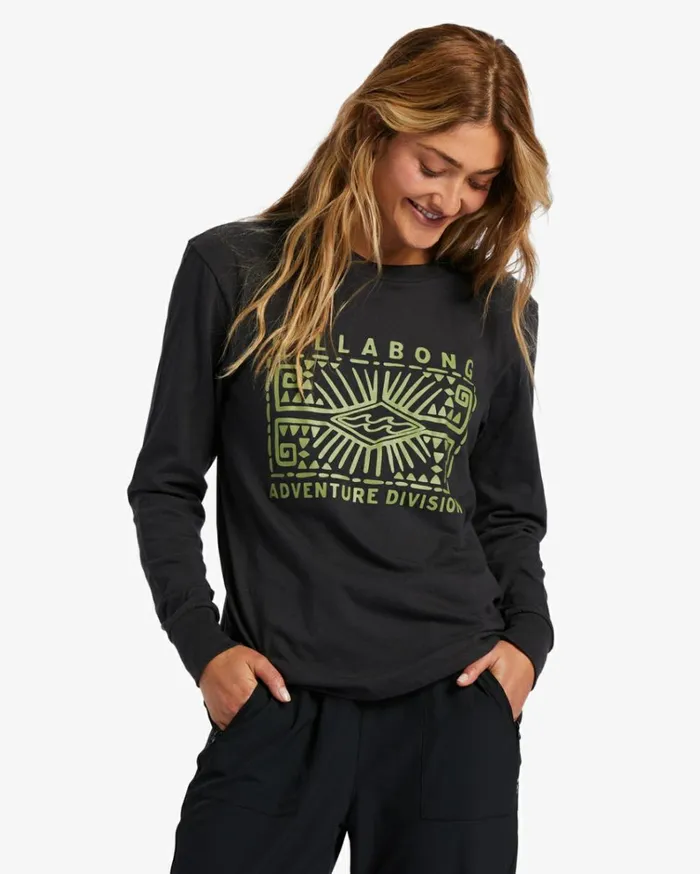 ADiv Long Sleeve TShirt Black Sands 1 Women Billabong Graphic Tees and Tanks