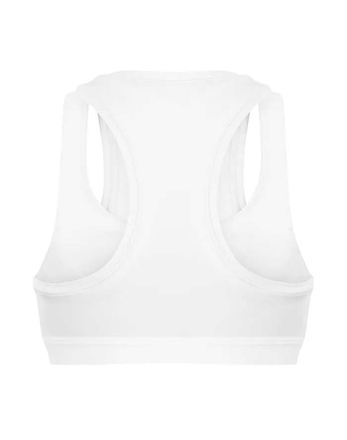 Absolute Mesh 2Fer Sports Bra Classic Script Graphic White Women Champion Sports Bras and Bralettes