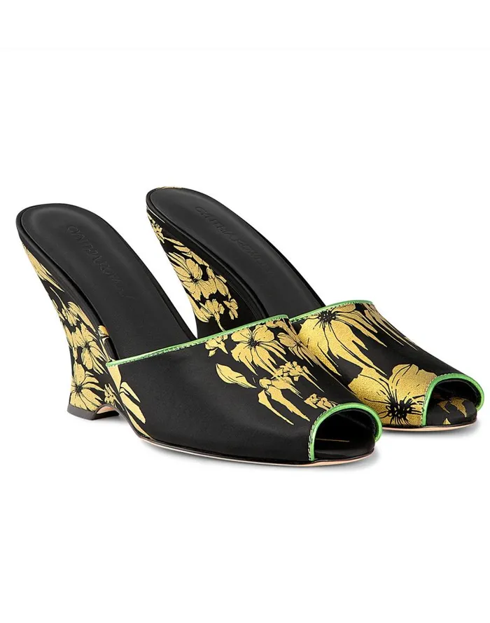 Accessories and Gifts Women Cynthia Rowley Metallic Gold Foil Satin Wedge