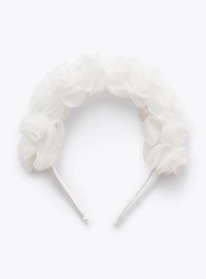 Accessories Baby 036Girl 216 Il Gufo Headband With Tulle Flowers