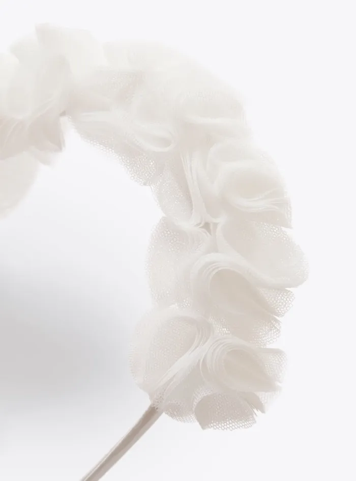 Accessories Baby 036Girl 216 Il Gufo Headband With Tulle Flowers