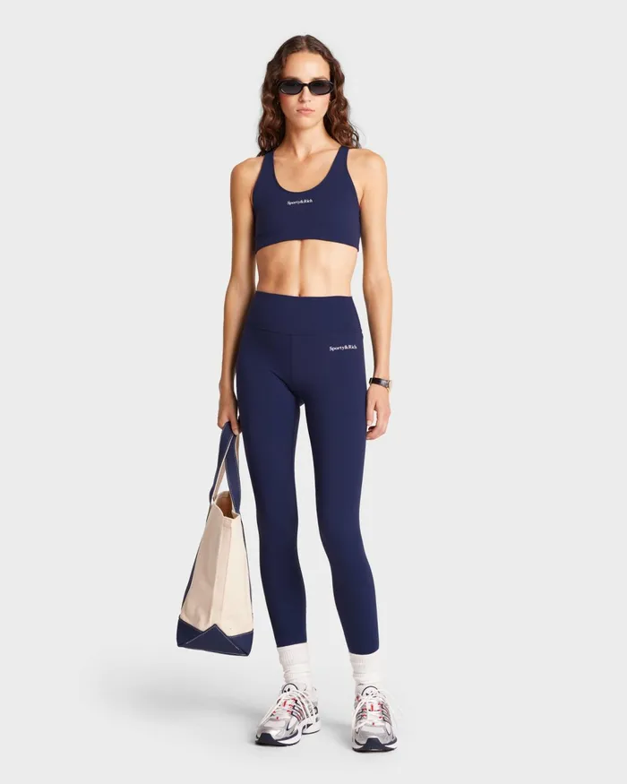 Activewear Women Sporty and Rich Serif Logo Legging 8211 NavyWhite