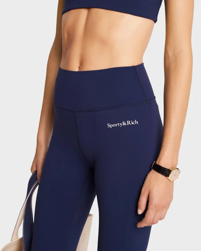 Activewear Women Sporty and Rich Serif Logo Legging 8211 NavyWhite