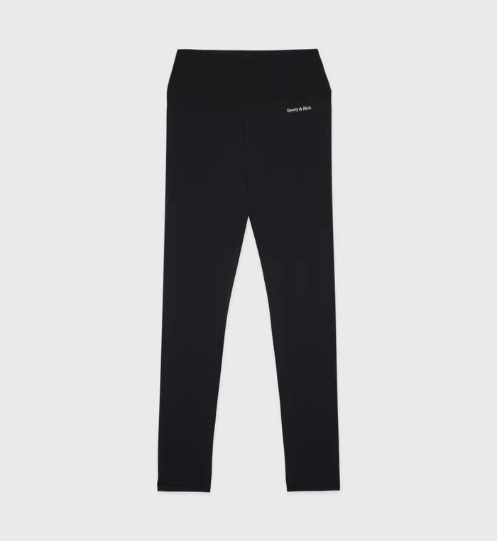 Activewear Women Sporty and Rich Serif Logo Ribbed Legging 8211 BlackWhite