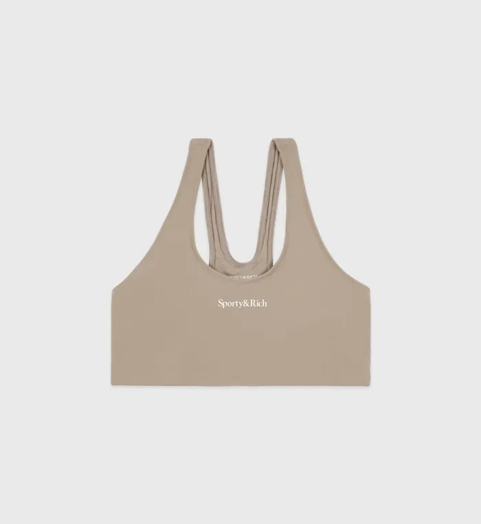 Activewear Women Sporty and Rich Serif Logo Sport Bra 8211 ElephantWhite