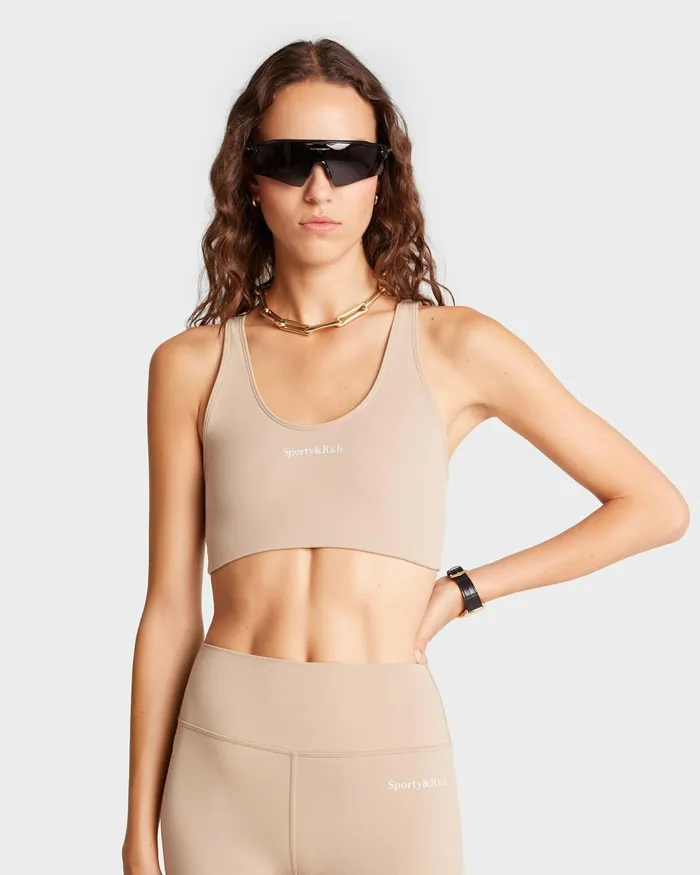 Activewear Women Sporty and Rich Serif Logo Sport Bra 8211 ElephantWhite