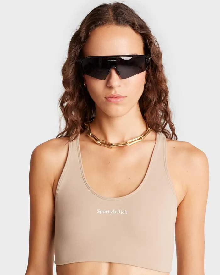 Activewear Women Sporty and Rich Serif Logo Sport Bra 8211 ElephantWhite