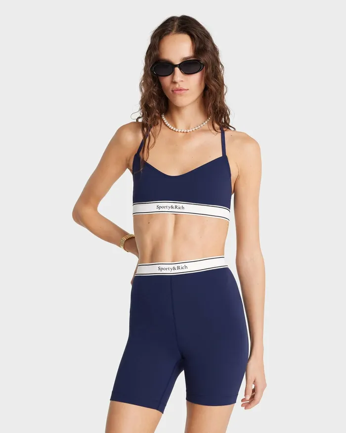 Activewear Women Sporty and Rich Serif Logo Sports Bralette 8211 Navy