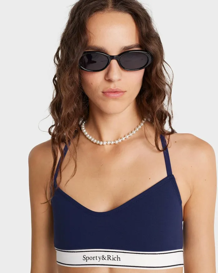 Activewear Women Sporty and Rich Serif Logo Sports Bralette 8211 Navy