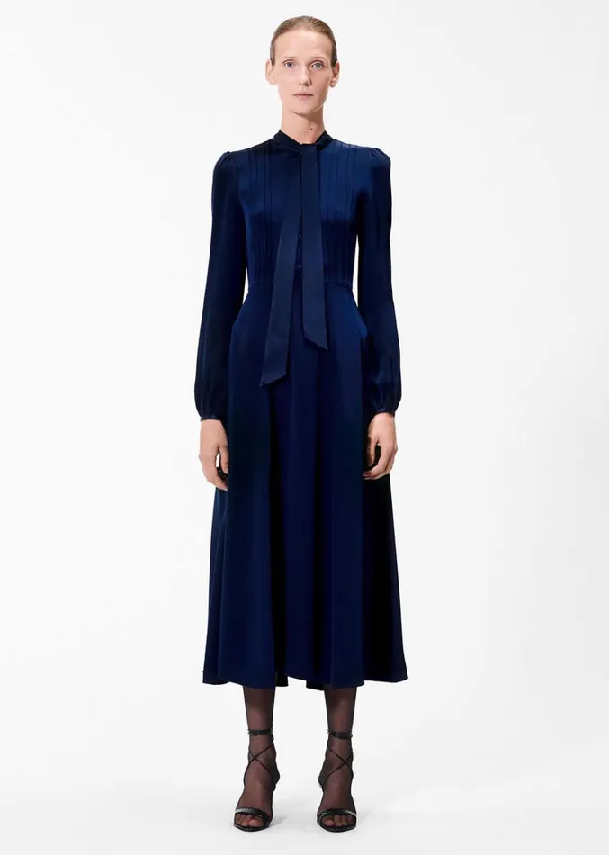Adam Lippes Alison Dress Navy Womens Dresses