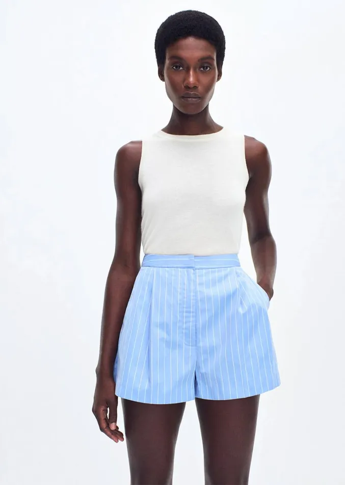 Adam Lippes Ayla Short Pale Bluewhite Womens Pants