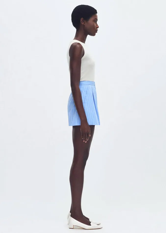 Adam Lippes Ayla Short Pale Bluewhite Womens Pants