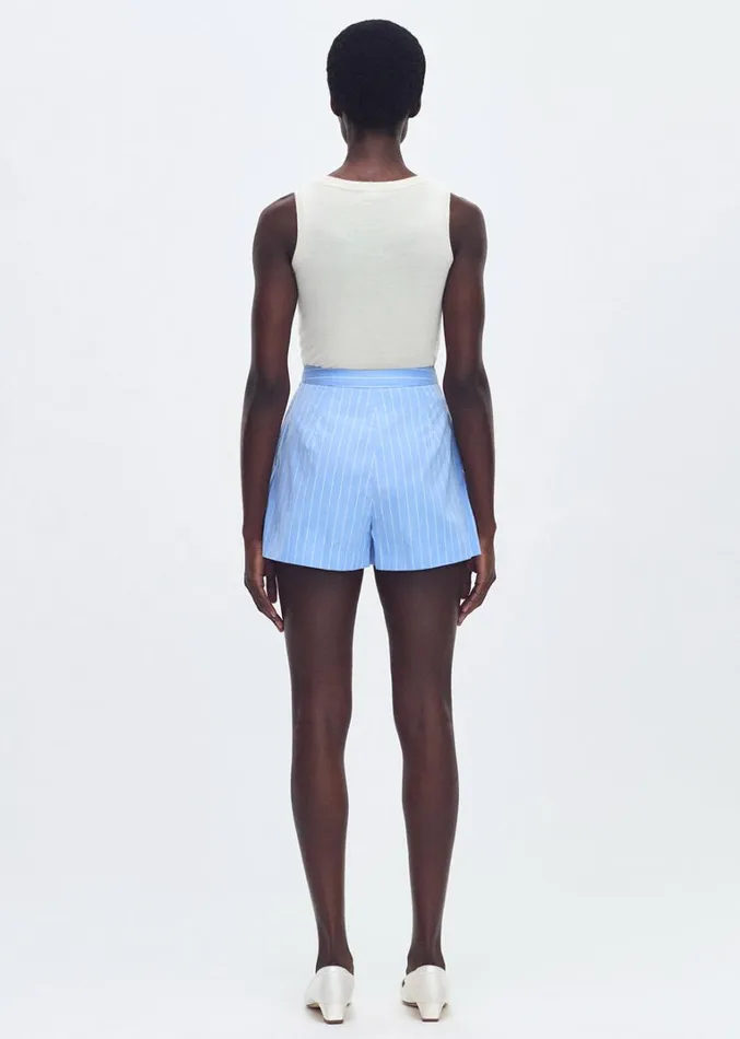Adam Lippes Ayla Short Pale Bluewhite Womens Pants