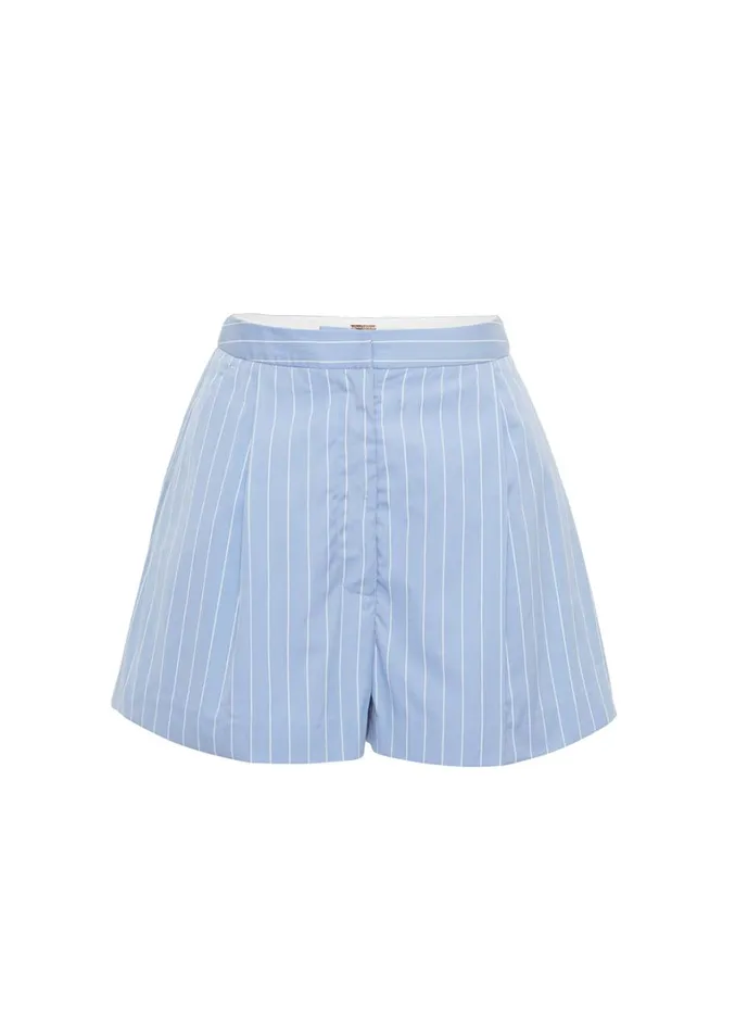 Adam Lippes Ayla Short Pale Bluewhite Womens Pants
