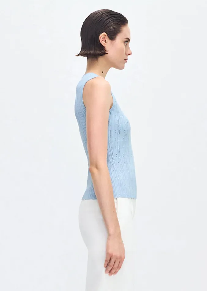 Adam Lippes Brynn Top Mist Womens Sweaters and Knitwear