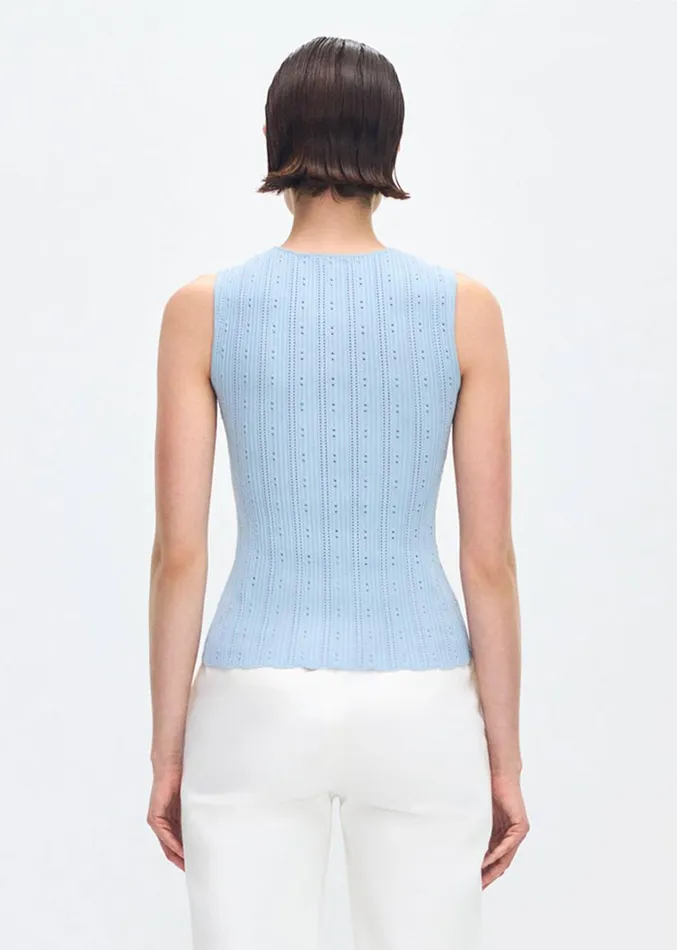 Adam Lippes Brynn Top Mist Womens Sweaters and Knitwear