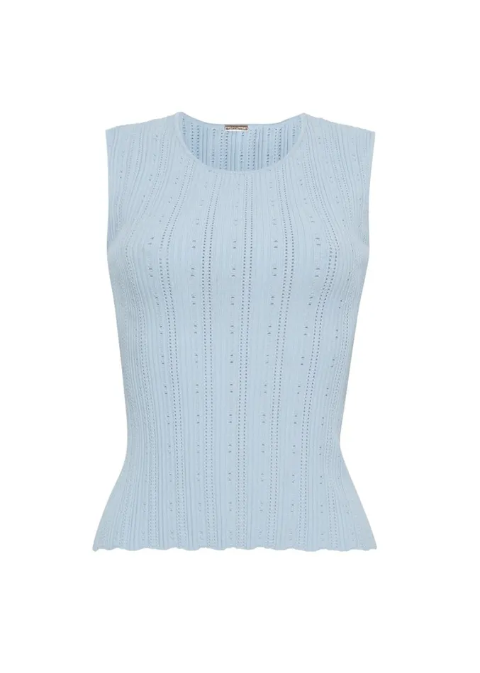 Adam Lippes Brynn Top Mist Womens Sweaters and Knitwear