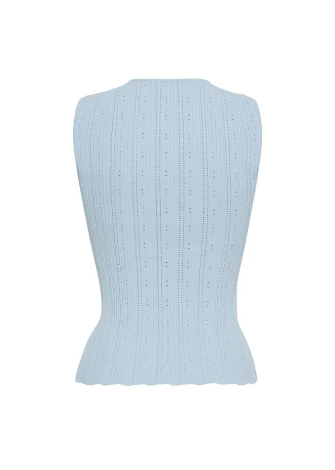 Adam Lippes Brynn Top Mist Womens Sweaters and Knitwear