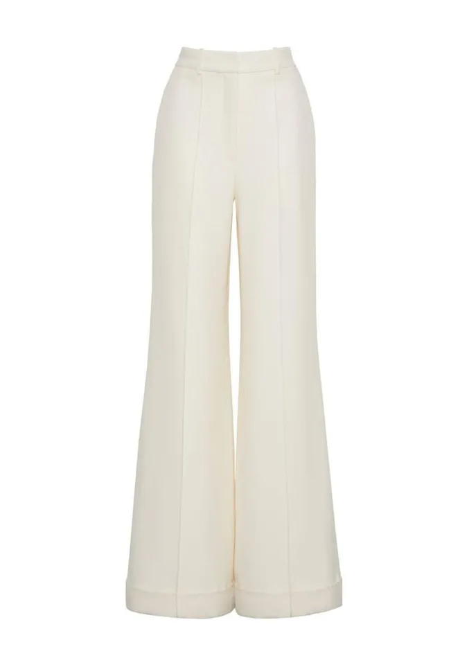 Adam Lippes Pantaln Deeda De Lana De Seda Marfil Womens Pants