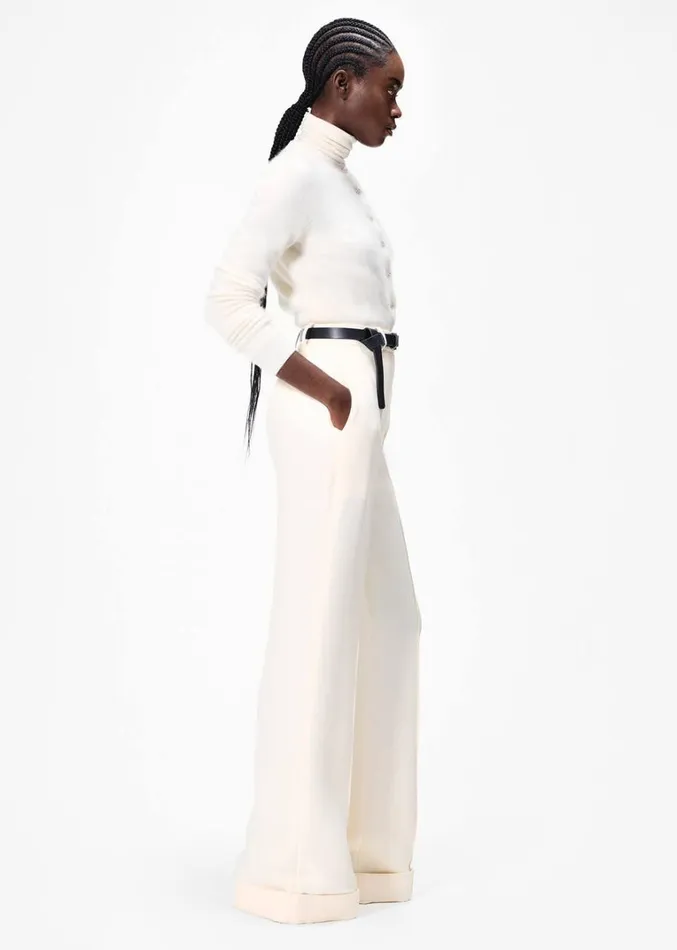 Adam Lippes Pantaln Deeda De Lana De Seda Marfil Womens Pants