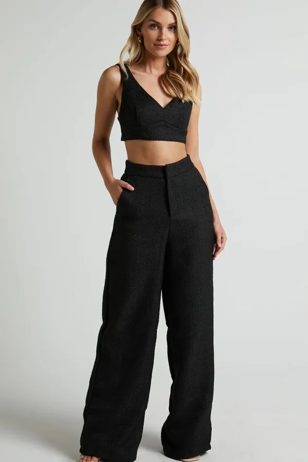 Adelaide Two Piece Set 8211 Crop Top And Wide Leg Pants Set In Black Women Showpo Curve Clothes Adelaide Two Piece Set 8211 Crop Top And Wide Leg Pants Set In Black Women Showpo Curve Clothes