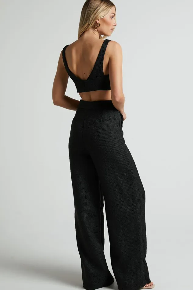 Adelaide Two Piece Set 8211 Crop Top And Wide Leg Pants Set In Black Women Showpo Curve Clothes