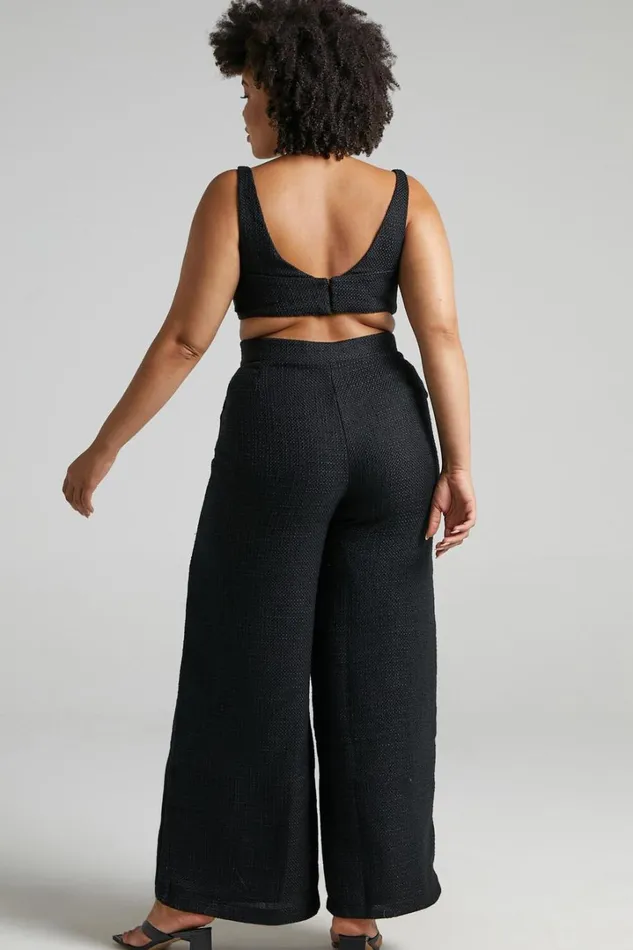 Adelaide Two Piece Set 8211 Crop Top And Wide Leg Pants Set In Black Women Showpo Curve Clothes
