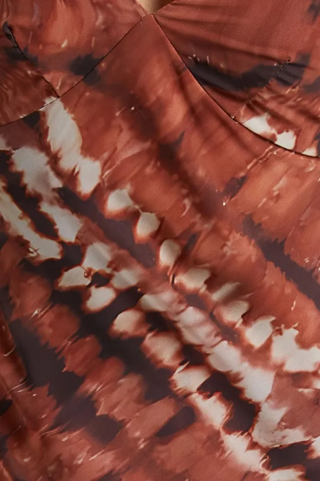 Aizelle Midi Dress 8211 V Neck Dress In Brown Tie Dye Women Showpo Dresses