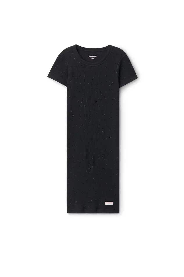 Alexander Wang Bodywear Crystal Hotfix ShortSleeve Loungewear Minidress