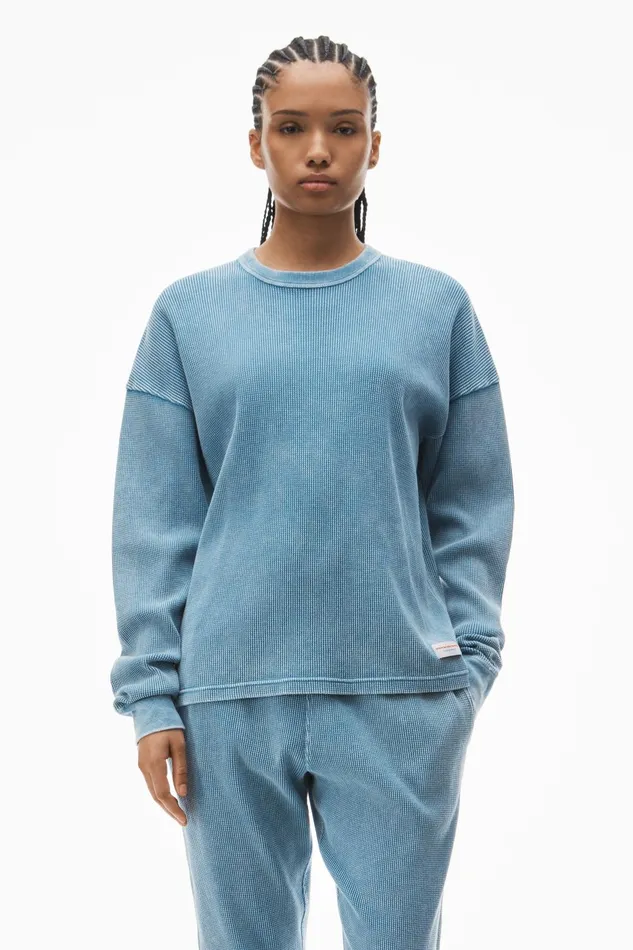 Alexander Wang Bodywear LongSleeve Tee In WaffleKnit Cotton Stretch
