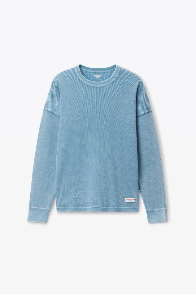 Alexander Wang Bodywear LongSleeve Tee In WaffleKnit Cotton Stretch