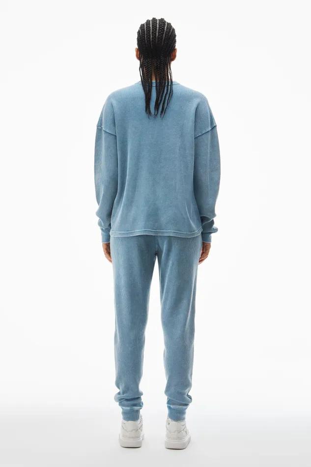 Alexander Wang Bodywear LongSleeve Tee In WaffleKnit Cotton Stretch