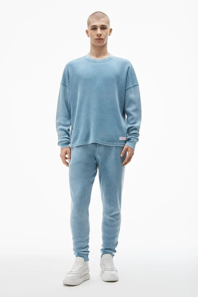 Alexander Wang Bodywear LongSleeve Tee In WaffleKnit Cotton Stretch