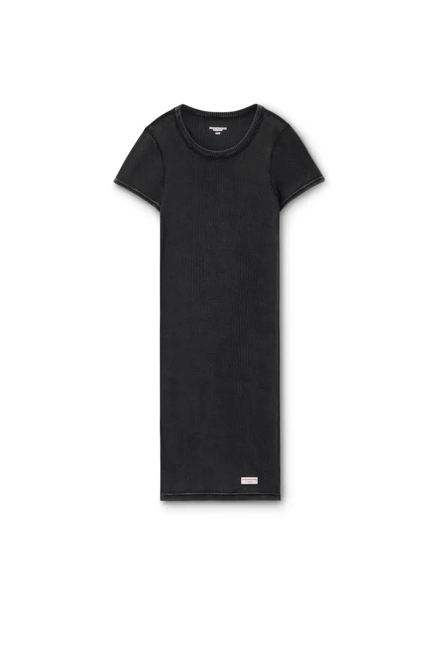 Alexander Wang Bodywear Short Sleeve Loungewear Dress In Ribbed Cotton
