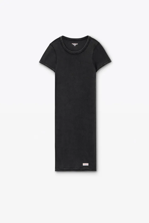 Alexander Wang Bodywear Short Sleeve Loungewear Dress In Ribbed Cotton