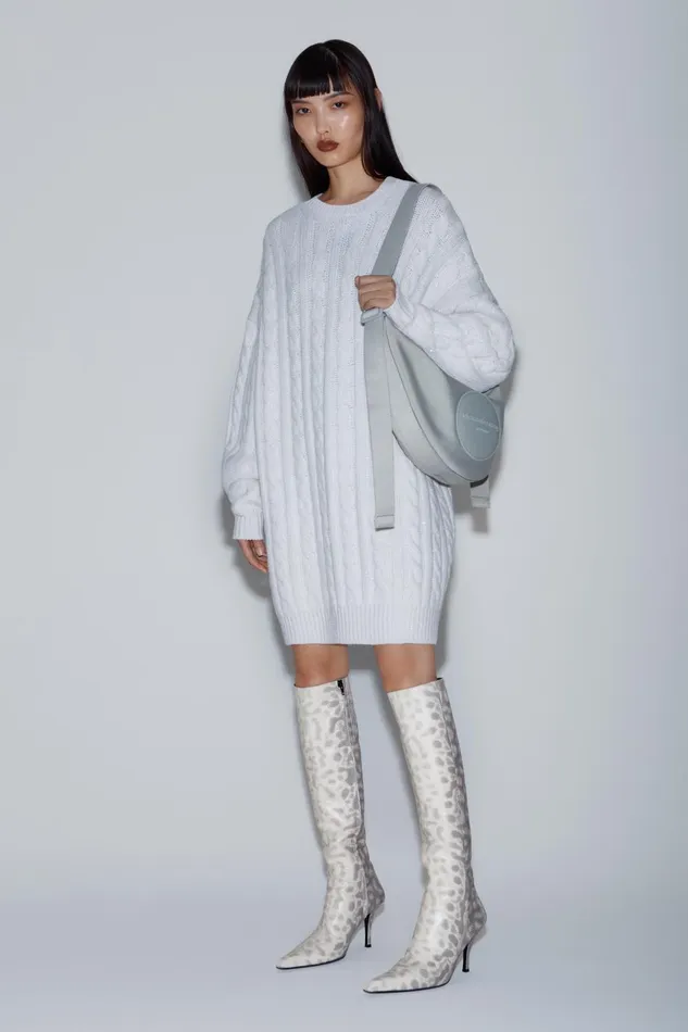 Alexander Wang Dresses Clear Bead Hotfix CableKnit Pullover Dress In Boiled Wool 8211 Women