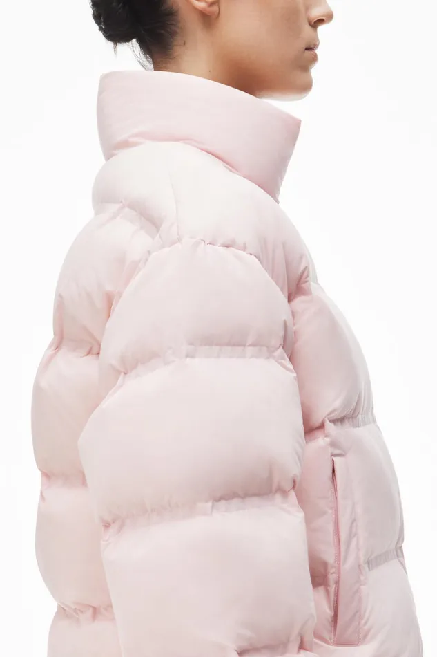 Alexander Wang Outerwear Cropped Puffer Coat With Reflective Logo 8211 Women