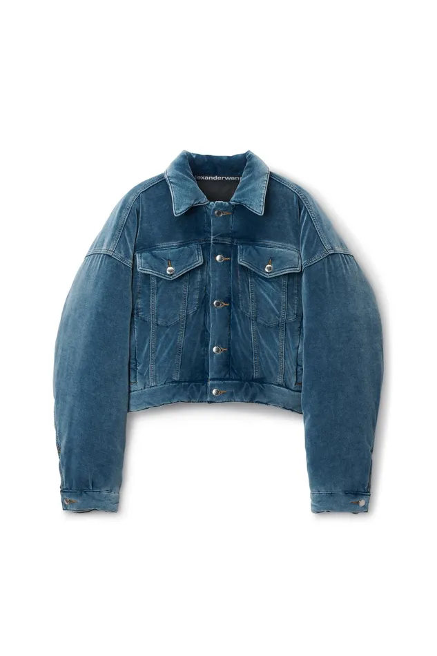 Alexander Wang Outerwear Down Trucker Jacket In Cotton Velvet 8211 Women