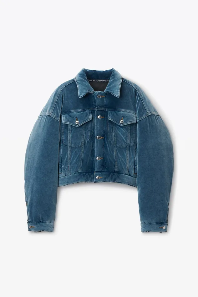 Alexander Wang Outerwear Down Trucker Jacket In Cotton Velvet 8211 Women