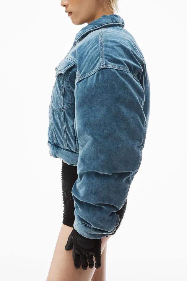 Alexander Wang Outerwear Down Trucker Jacket In Cotton Velvet 8211 Women