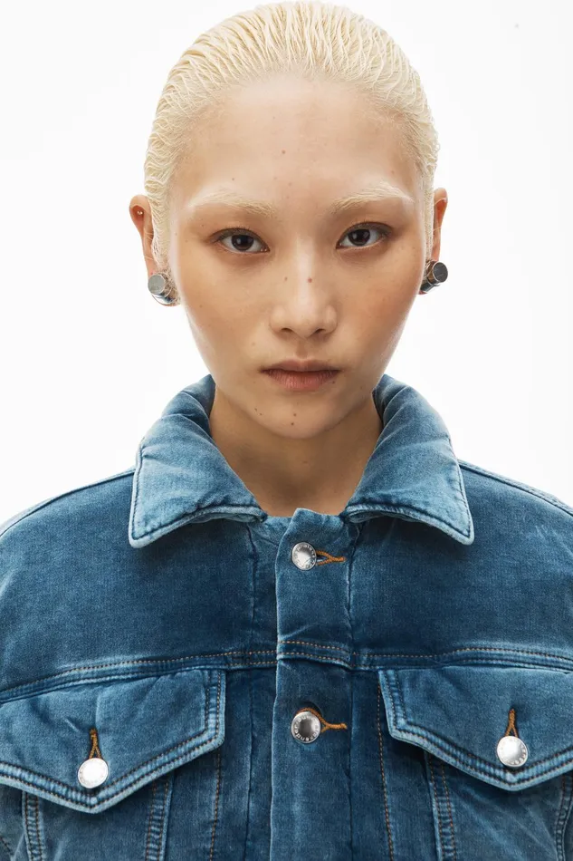 Alexander Wang Outerwear Down Trucker Jacket In Cotton Velvet 8211 Women