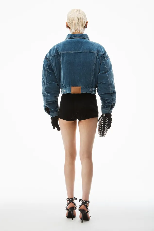Alexander Wang Outerwear Down Trucker Jacket In Cotton Velvet 8211 Women