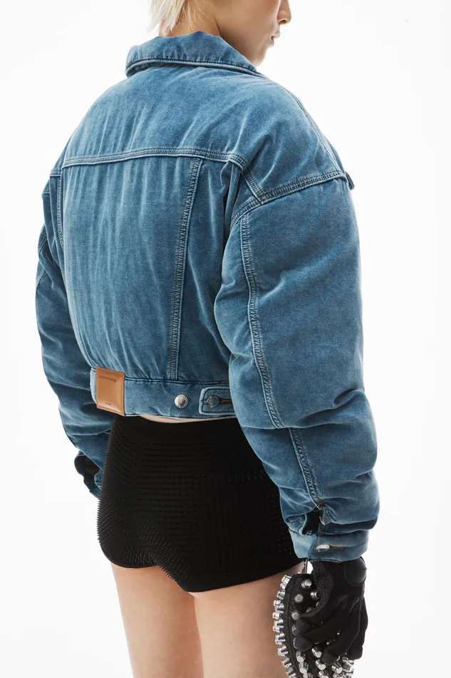 Alexander Wang Outerwear Down Trucker Jacket In Cotton Velvet 8211 Women