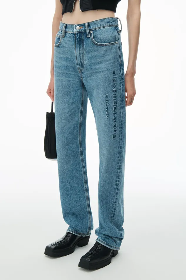 Alexander Wang Pants Ez Mid Rise Jeans With Embossed Logo 8211 Women