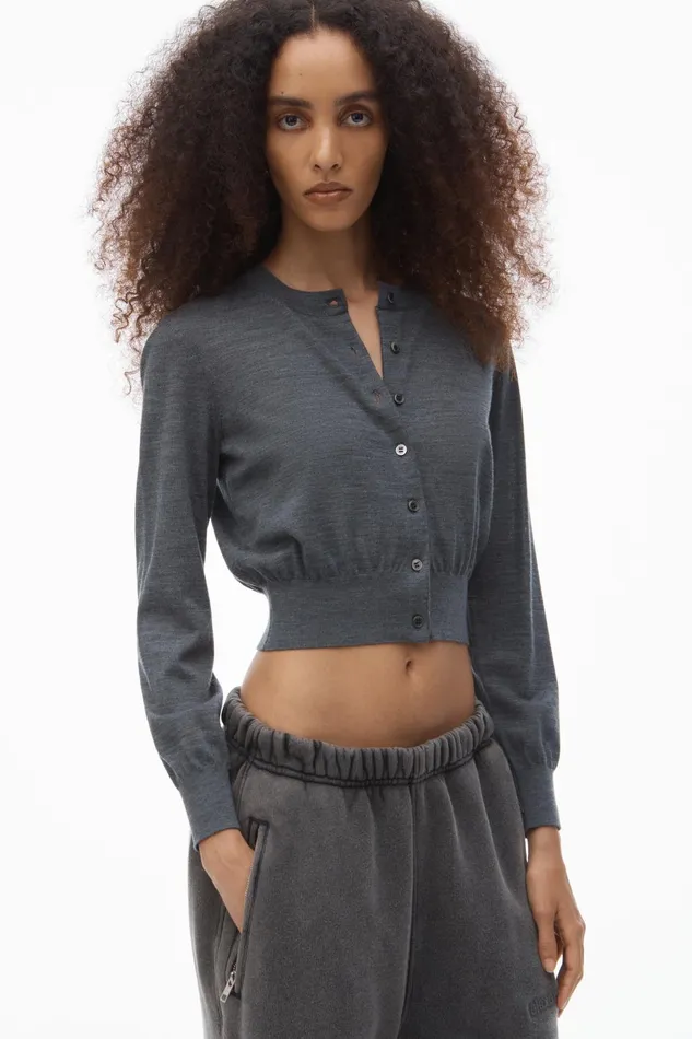 Alexander Wang Sweaters Logo Cropped Cardigan In Superfine Merino 8211 Women