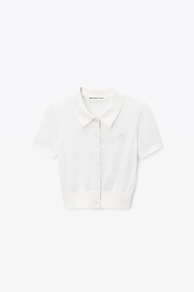 Alexander Wang Sweaters Logo Embroidered Polo Cardigan In Viscose 8211 Women