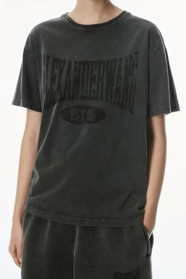 Alexander Wang TShirts Distressed Logo Cotton Tee 8211 Women